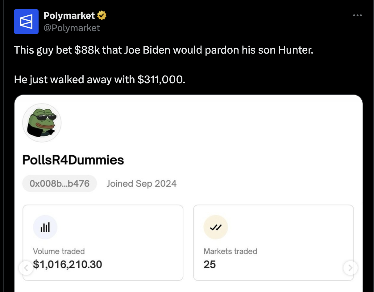 Trader a relevé la décision de Biden et a gagné 300 000 $.